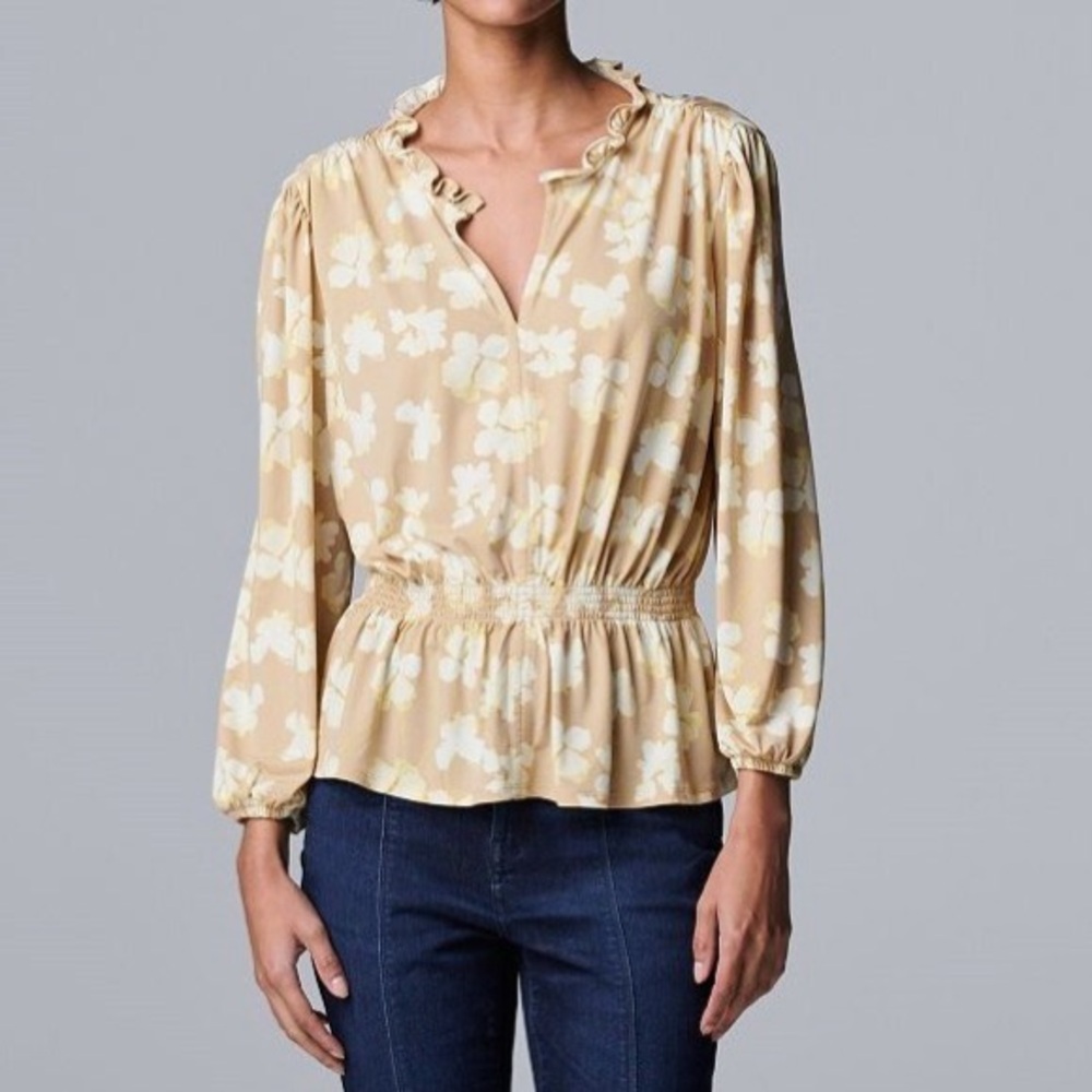 Simply Vera Vera Wang Cream Floral Blouse